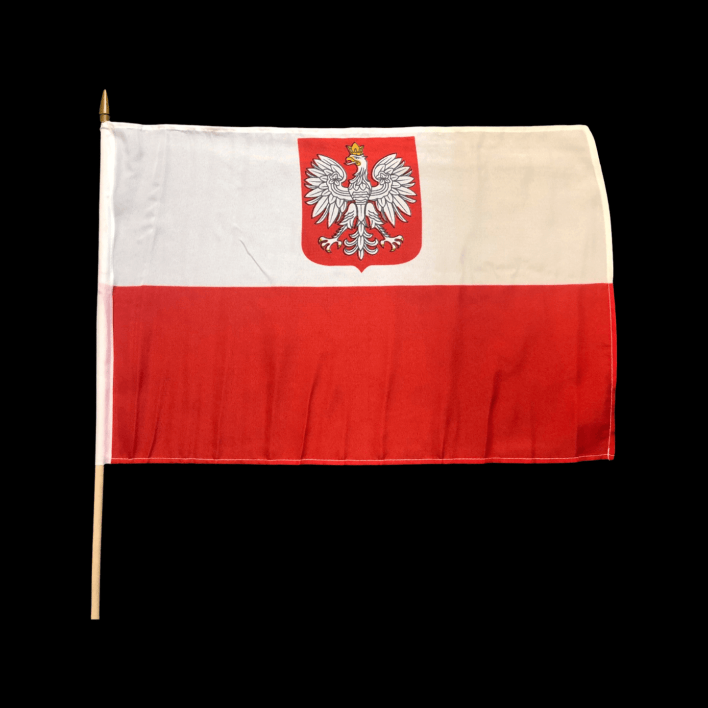 POLSKA/POLAND  – STICK FLAG (12 X 18″) (CASE PACK OF 10)