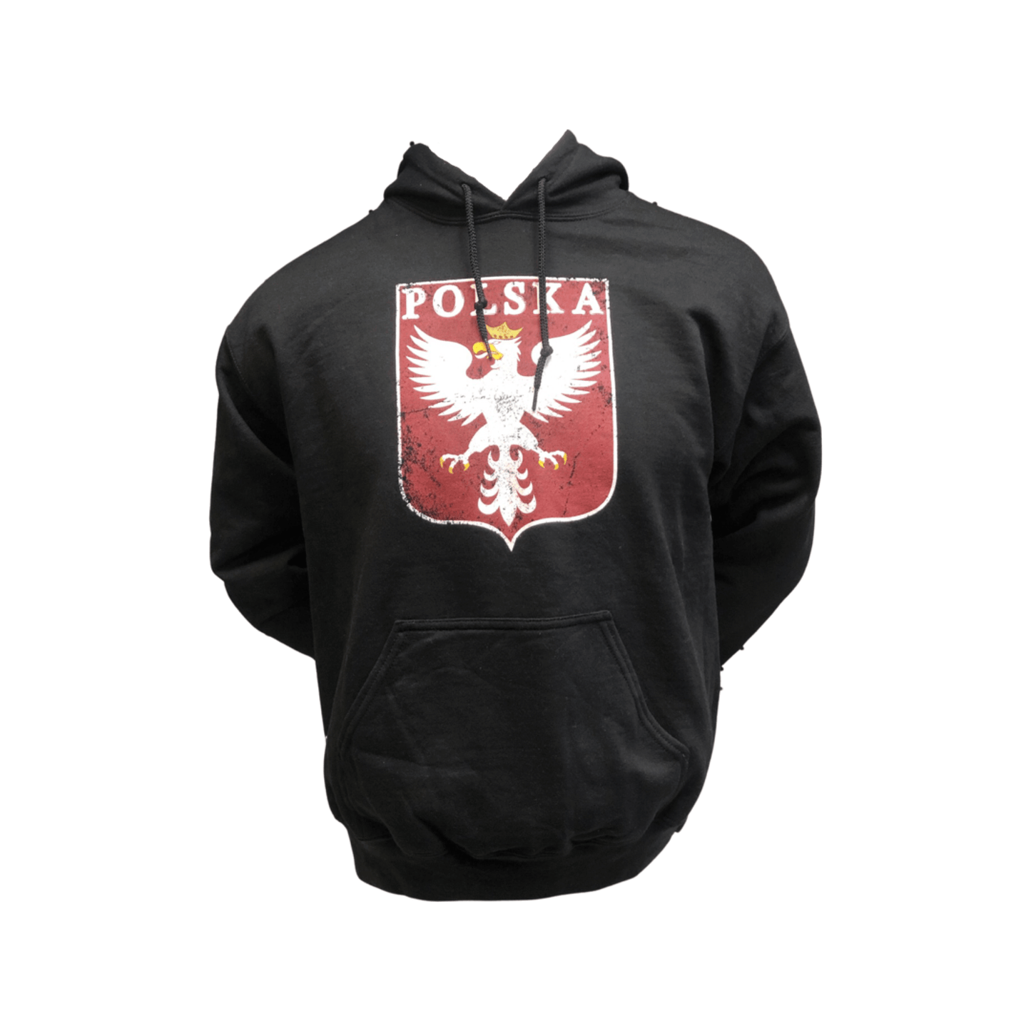 Black Polska Vintage Eagle Hoodie - Distressed Eagle