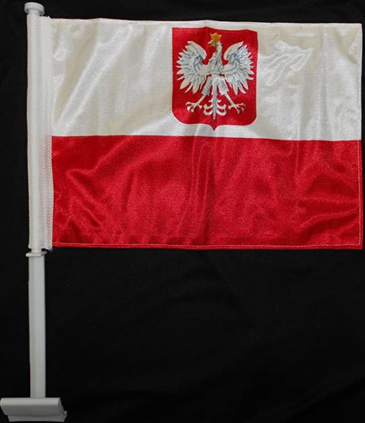 Polish Car Flag Old Poland Flag Knitted Double Sided 11" x 14"
