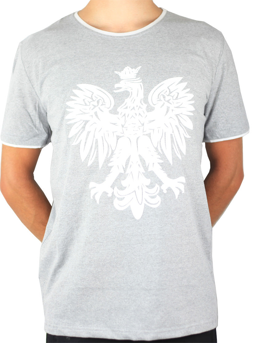 Women's Polish Polska White Printed Eagle OVER-SIZED FIT T-Shirt- Gray MADE IN POLAND