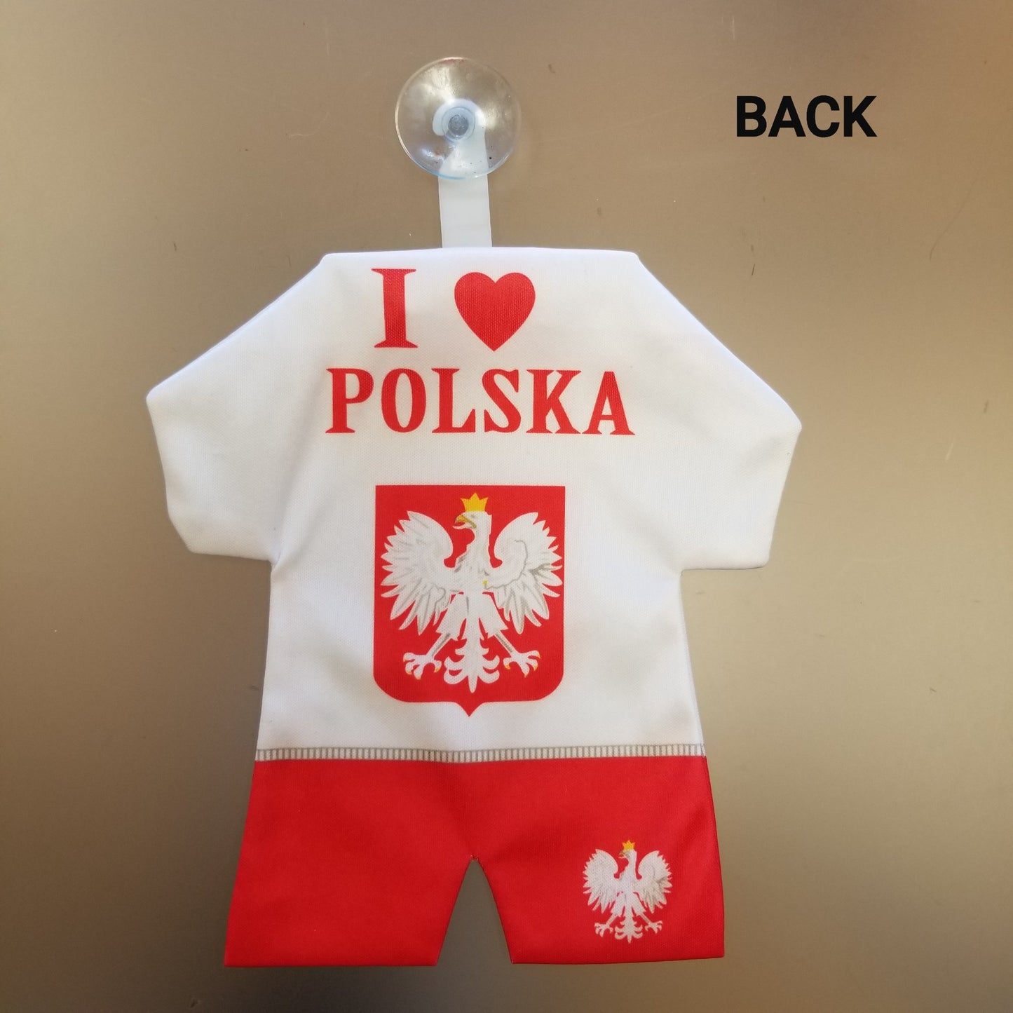 Polska Poland "I love Polska" Mini Kit Soccer Uniform Car Decoration w/ Suction