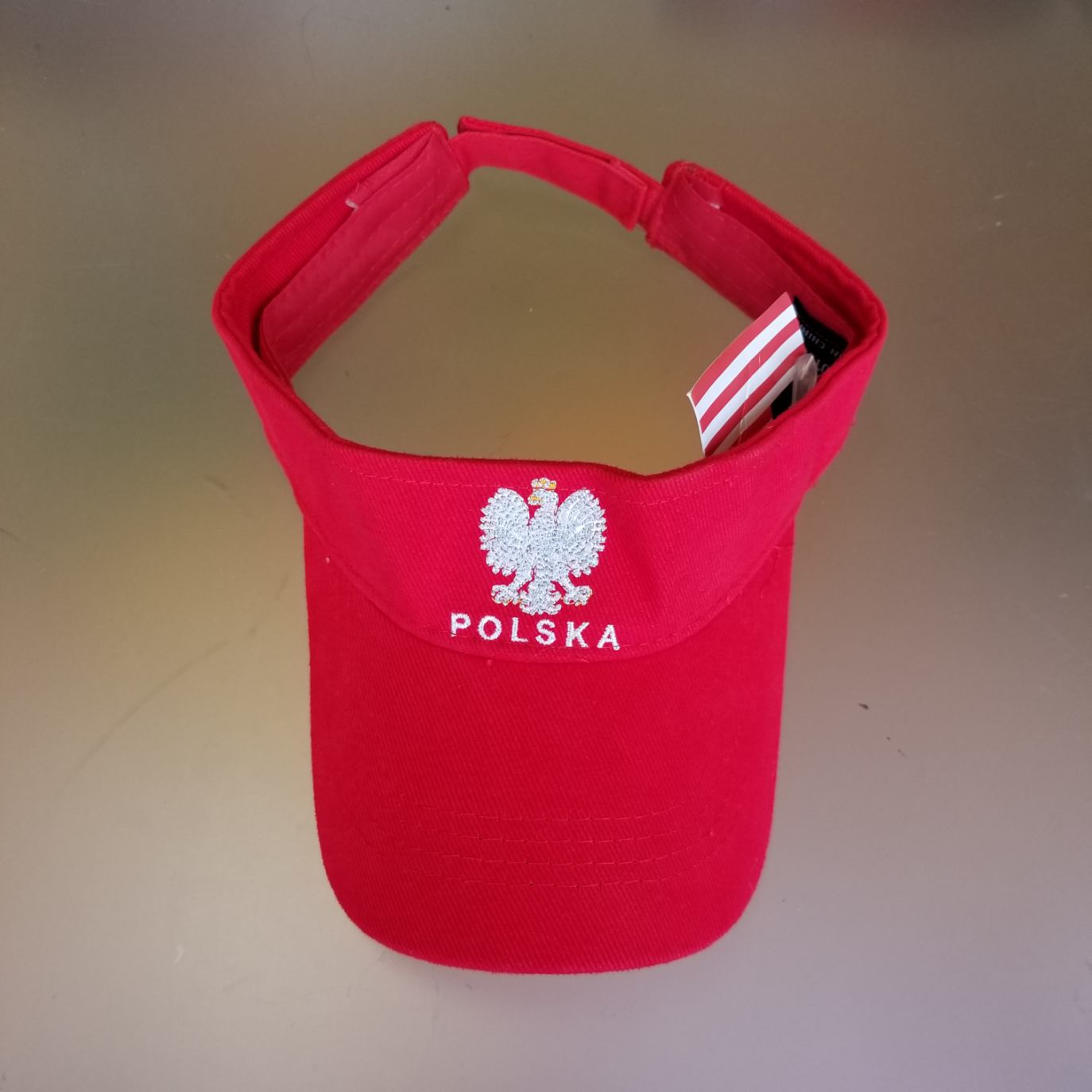 Poland Adult Adjustable Visor w/Eagle - Red Polska