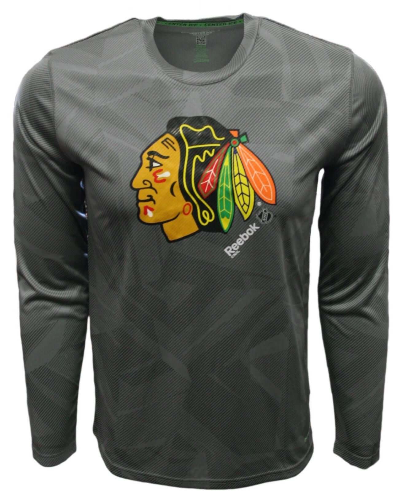 Chicago Blackhawks Youth Logo PlayDry Long Sleeve Performance T-Shirt NHL Reebok