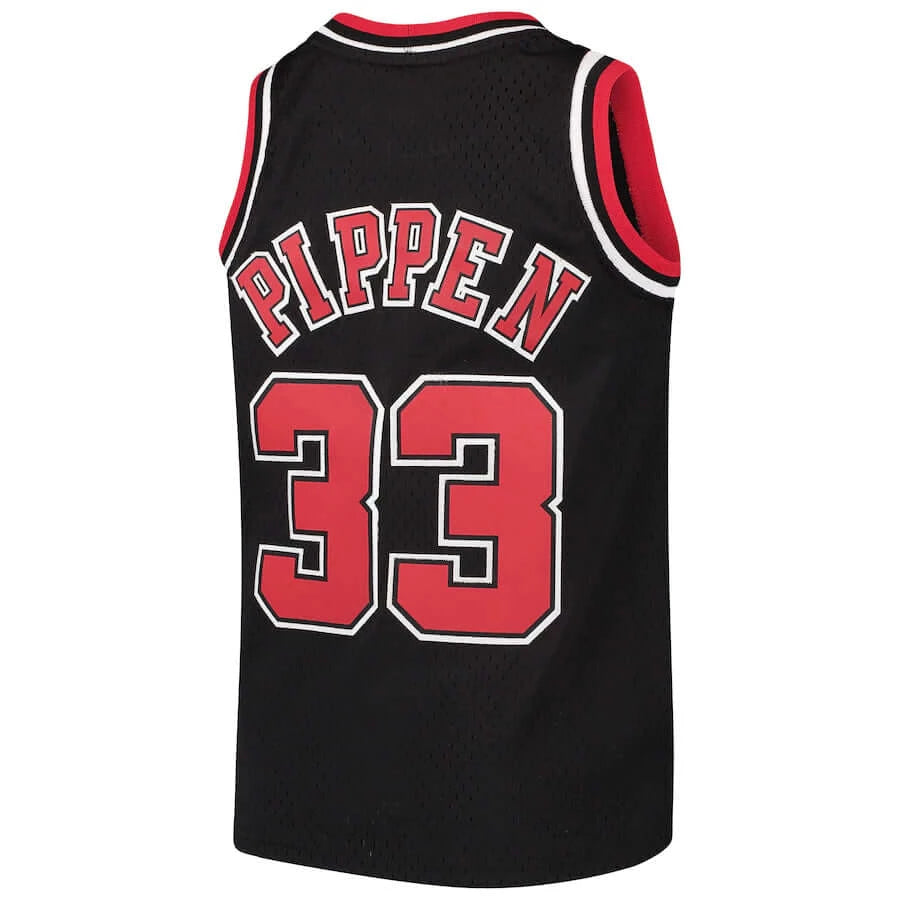 Scottie Pippen #33 Chicago Bulls NBA Champion Black Reverse Jersey Youth Xl  NEW