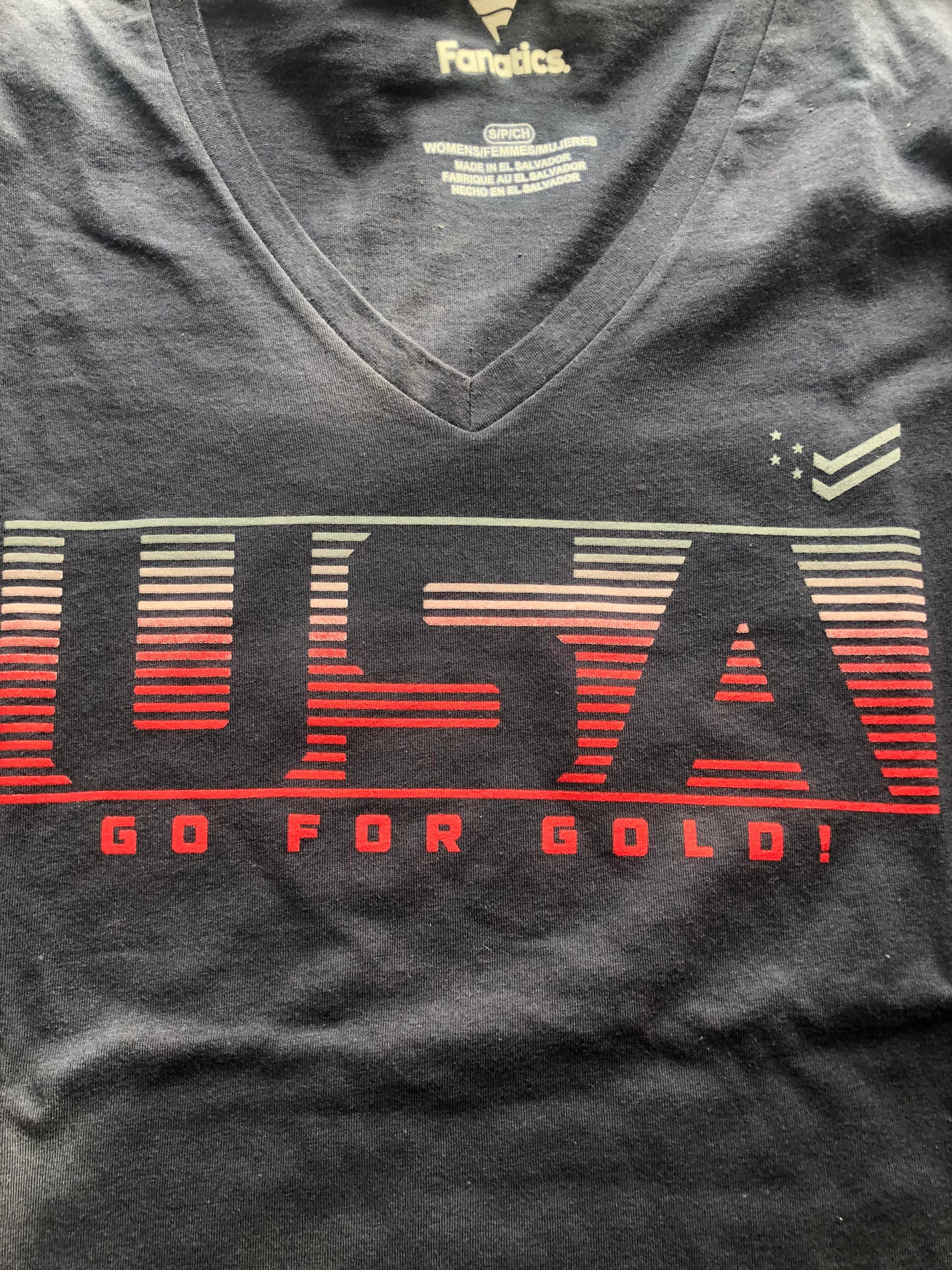 Team USA OLIMPIC Women's Knockout V-Neck Long Sleeve T-Shirt - Navy