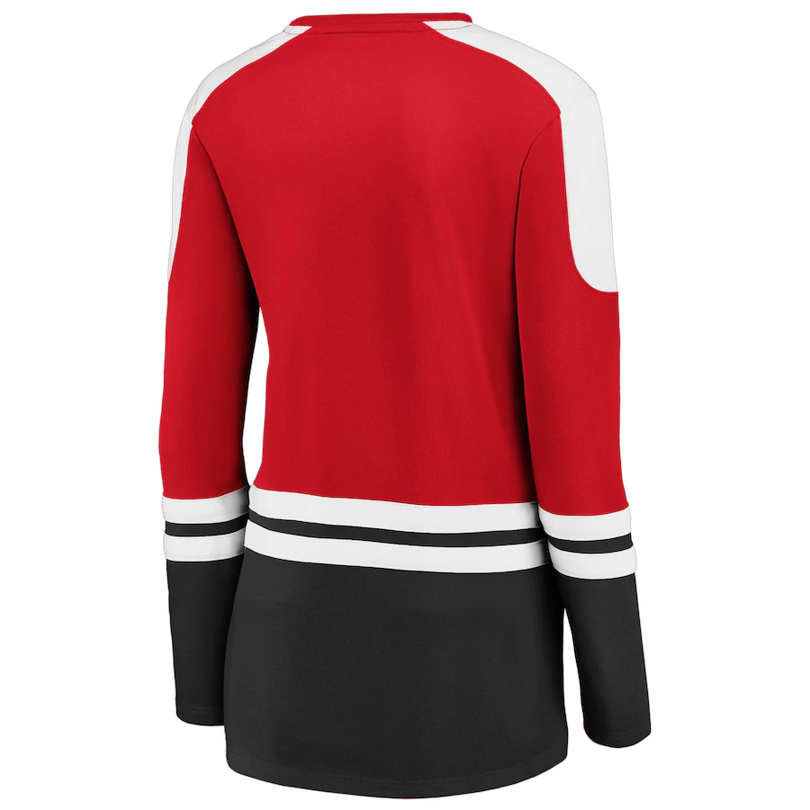 Chicago Blackhawks Women's Iconic NHL Slapshot Long Sleeve Jersey Style Shirt