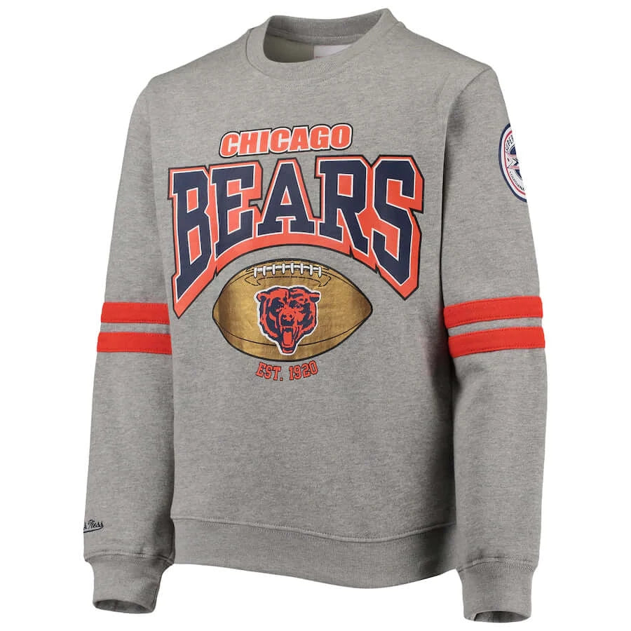 Chicago Bears Mitchell & Ness Youth Allover Pullover Sweatshirt - Heat