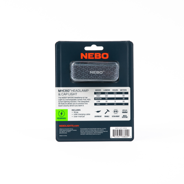 NEBO Mycro RC Headlamp 400 lumens