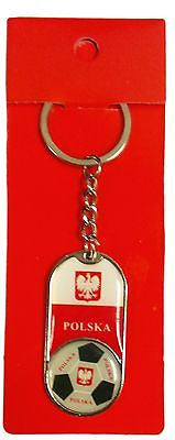 Bulk of Poland Polska Soccer Ball & Flag Keychain Red & White Polish Key Chain 12 Pack