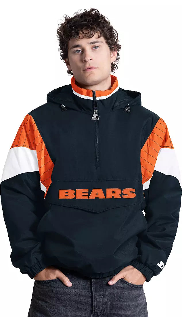 Starter Men's Chicago Bears Black Throwback 1/2 Zip Jacket