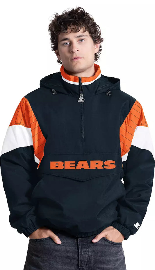 Starter Men's Chicago Bears Black Throwback 1/2 Zip Jacket