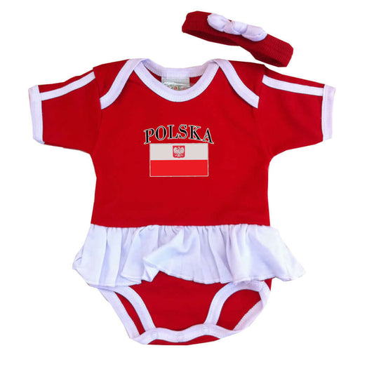 Poland red Bodysuit with Flag Print