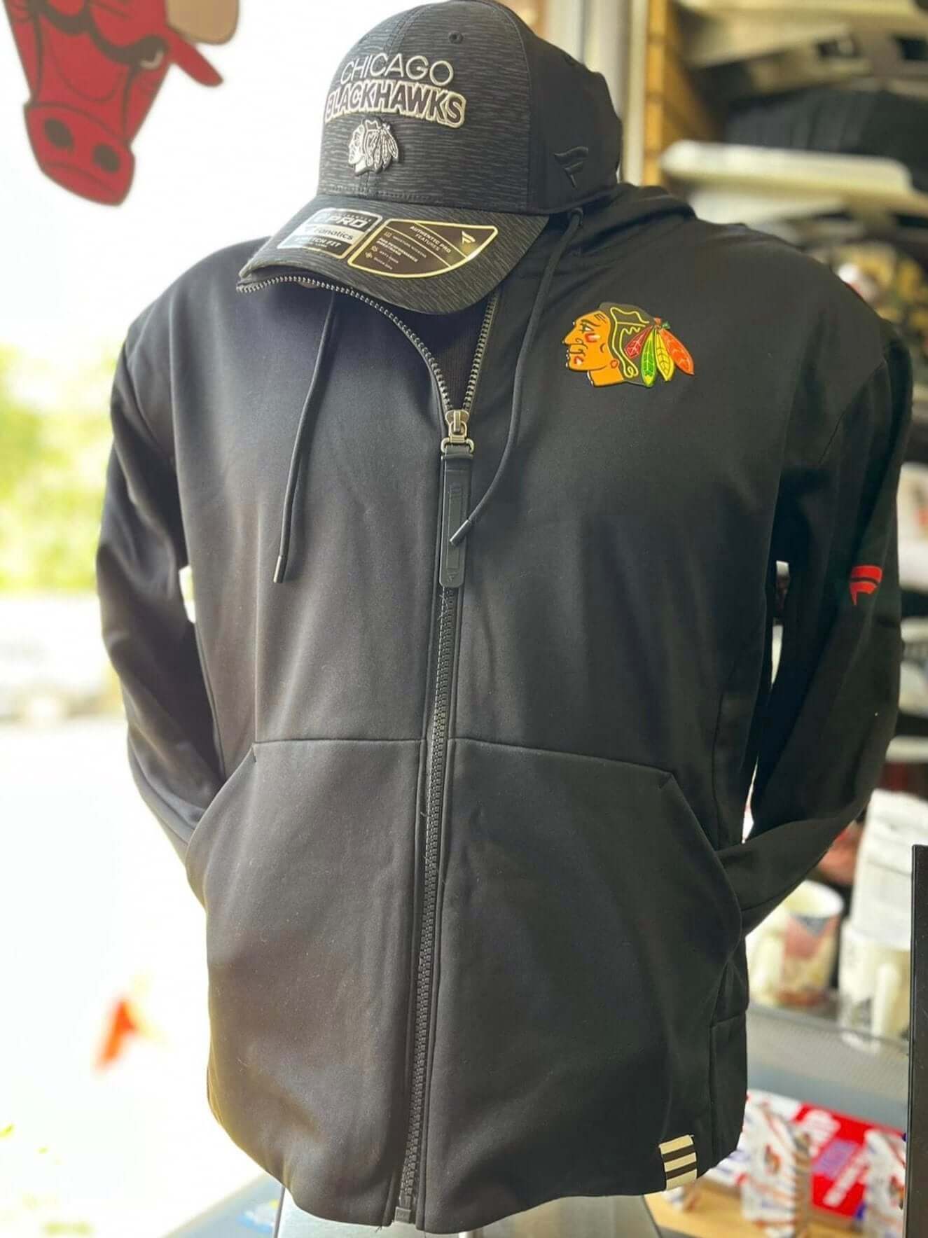 Women's Chicago Blackhawks Fanatics Black Authentic Pro Scuba Full-Zip Hoodie