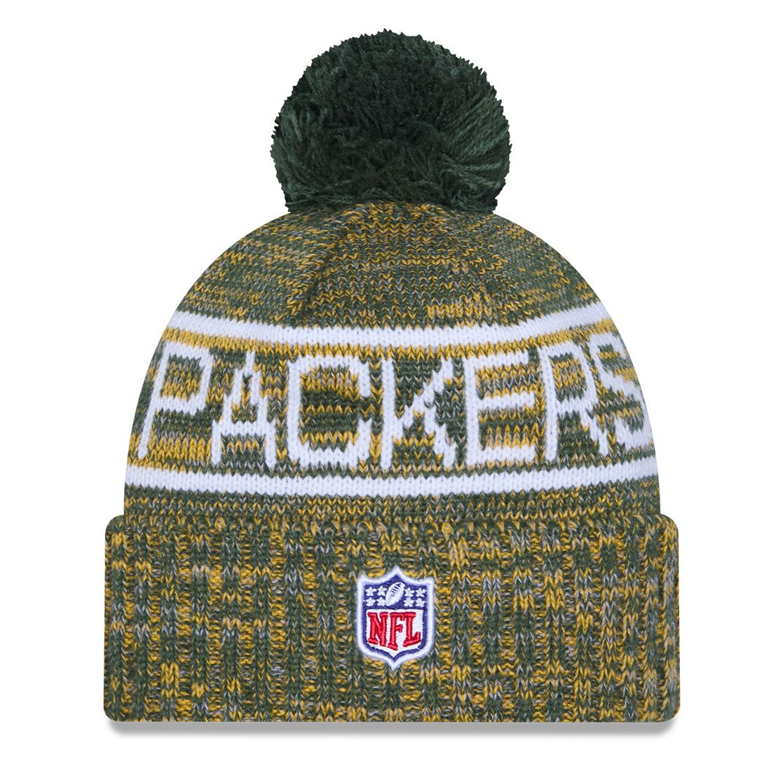 Green Bay Packers New Era 2025 Sideline Pom Beanie Green