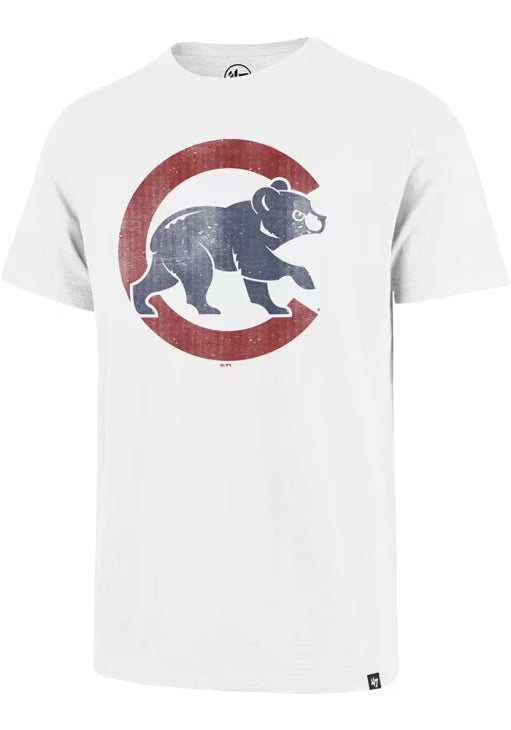 Chicago Cubs '47 White Grit Vintage Scrum Short Sleeve T Shirt