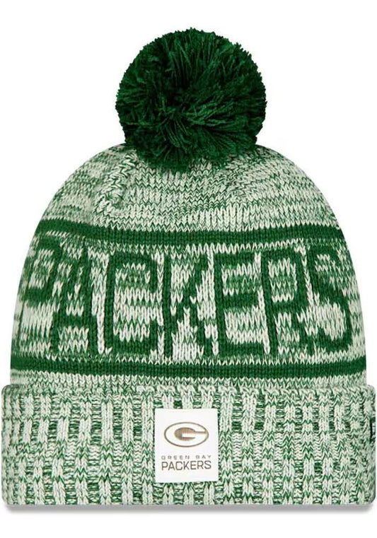 Green Bay Packers New Era 2025 Sideline Pom Beanie Green