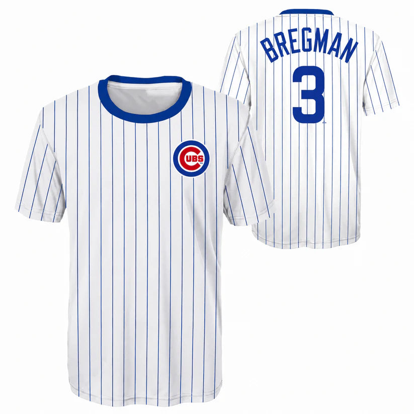 Cubs Youth Pinstripe Jersey T-Shirt - Bregman