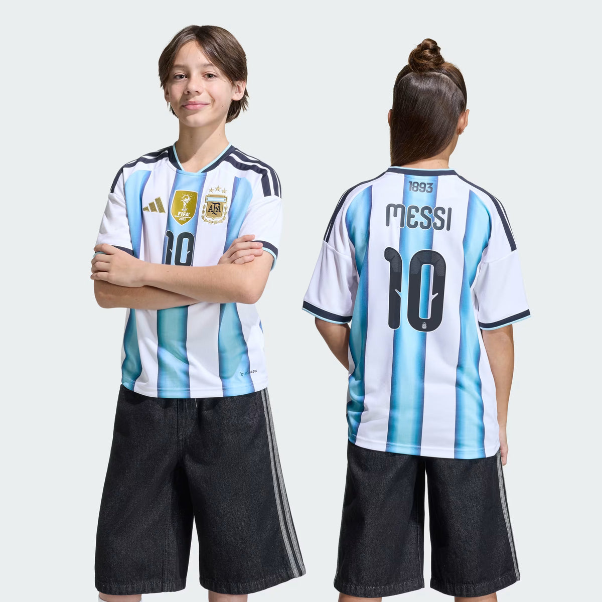 Argentina 26 Home Messi Kids Jersey