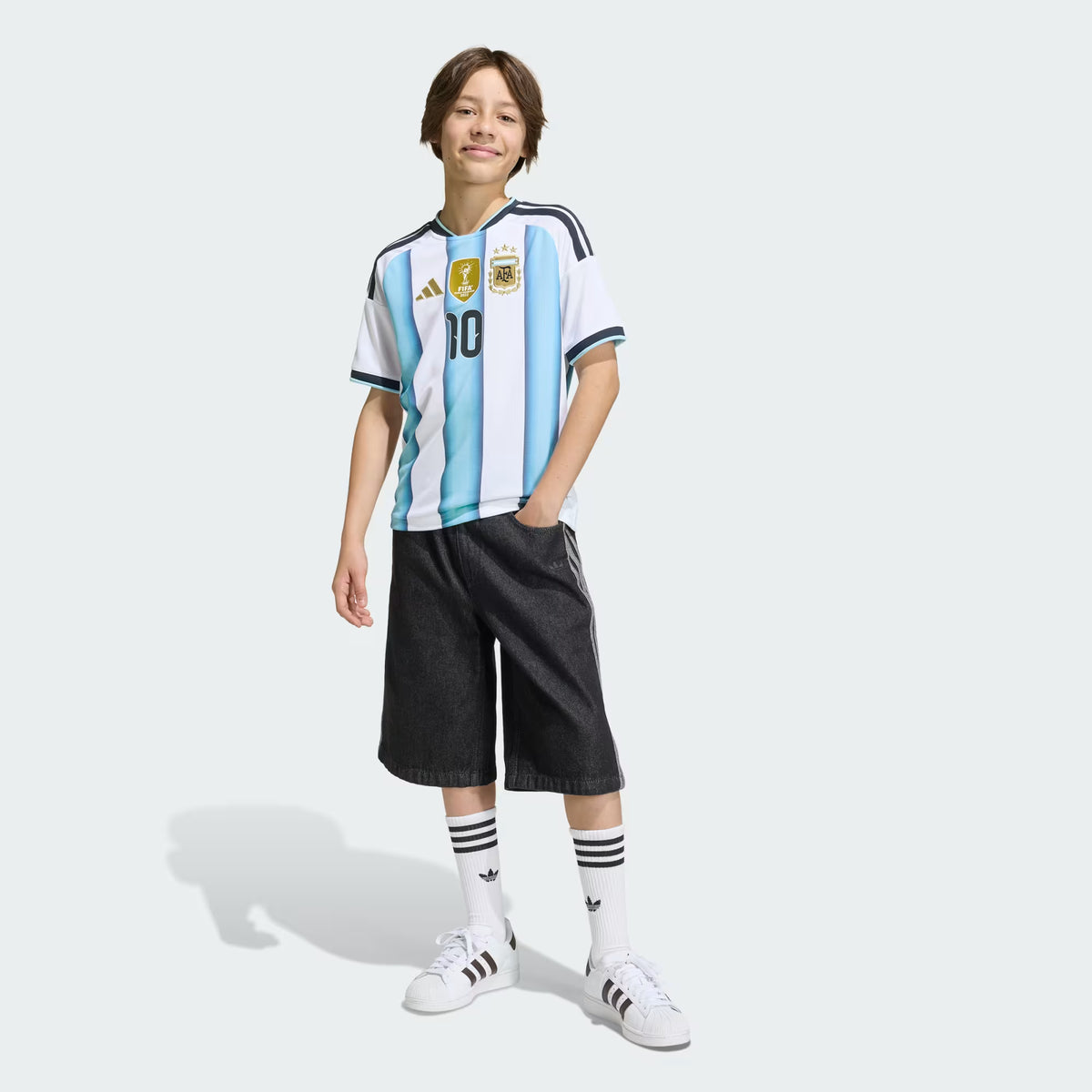 Argentina 26 Home Messi Kids Jersey