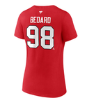 Connor Bedard Chicago Blackhawks Fanatics Women's 2023 NHL Draft Authentic & Number V-Neck T-Shirt - Red