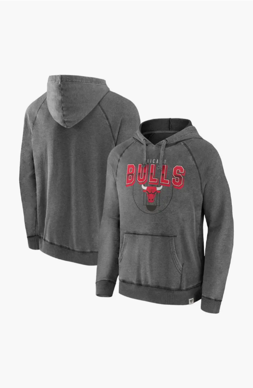 Men's Fanatics Gray Chicago Bulls Acquisition True Classics Vintage Snow Wash Pullover Hoodie