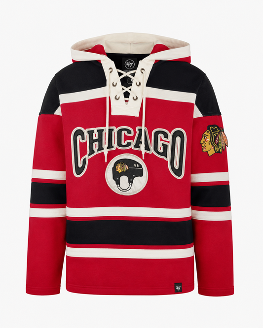 Chicago Blackhawks Red Chin Strap Superior Lacer Hood Men's