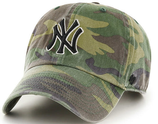 New York Yankees Clean Up Adjustable Cap - Camo Black Hat