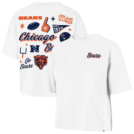 '47 Women's White Chicago Bears Collage Script Reed City T-Shirt