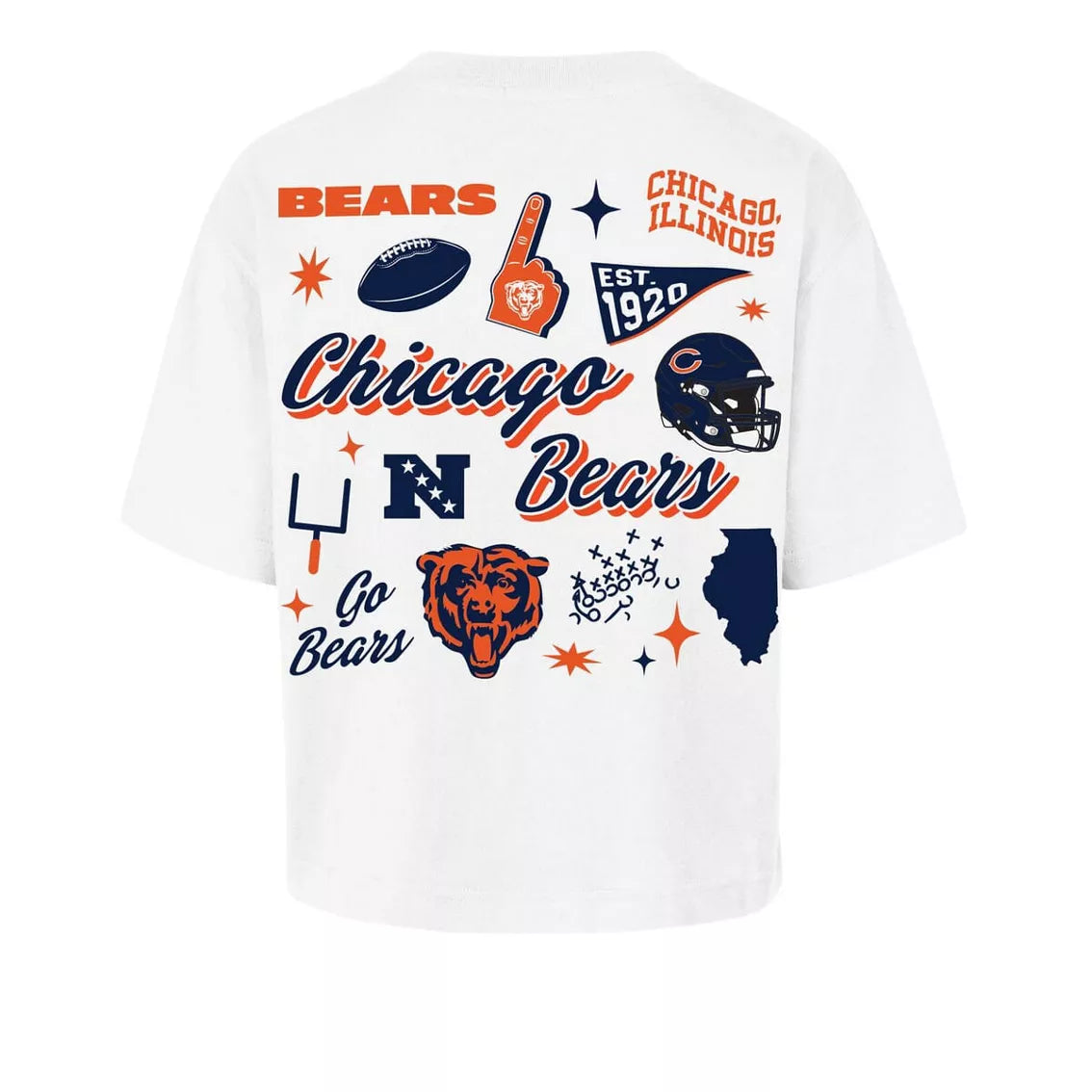 '47 Women's White Chicago Bears Collage Script Reed City T-Shirt