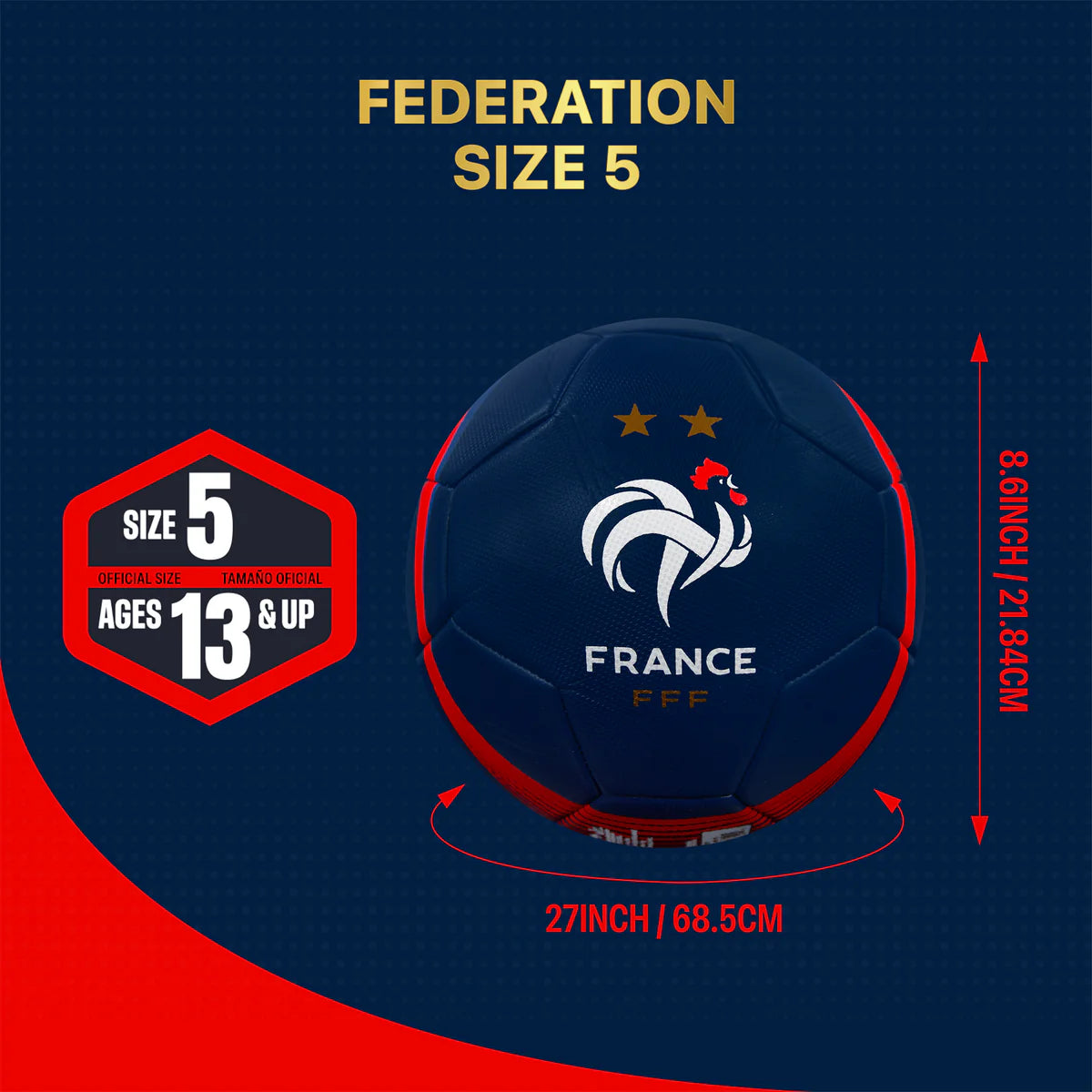 France Soccer Ball - Navy - Size 5