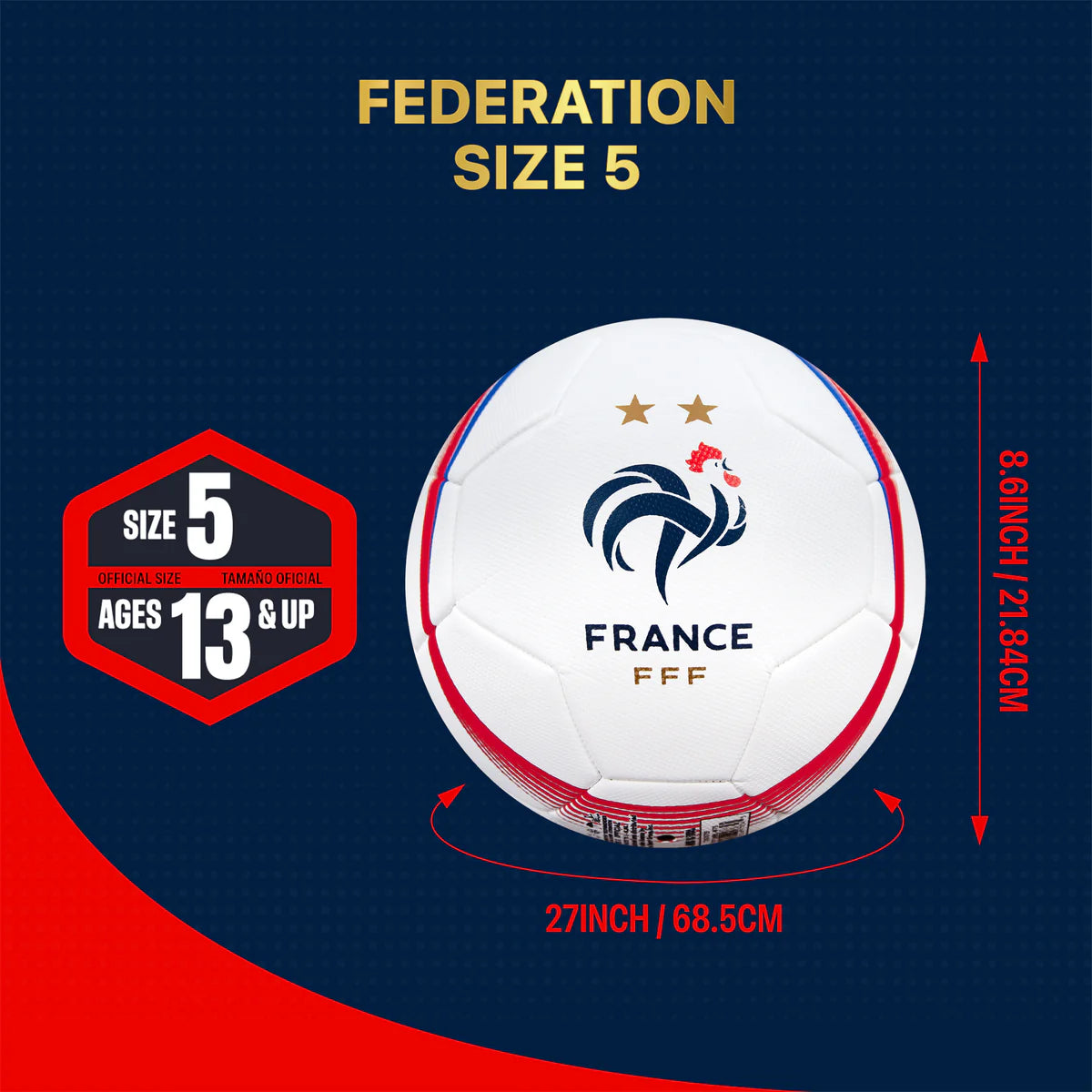France Soccer Ball - White- Size 5