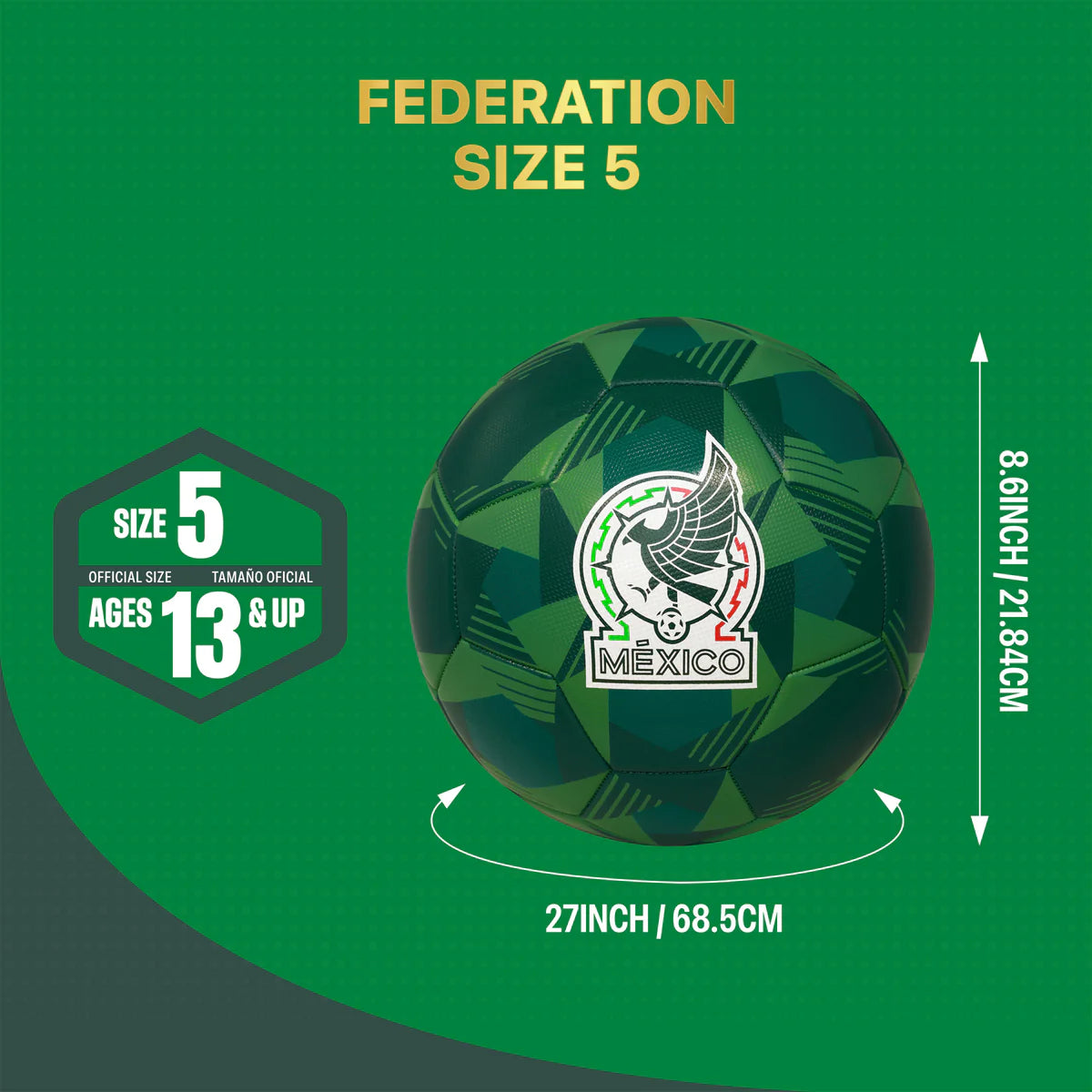 Mexico Soccer Ball - Green- Size 5