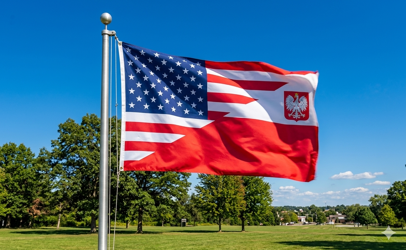 USA Poland Diagnal Mix 3'x5' 100D Flag