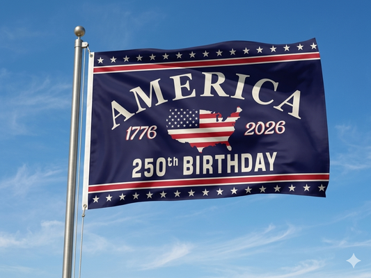 America 250th Anniversary Map Flag