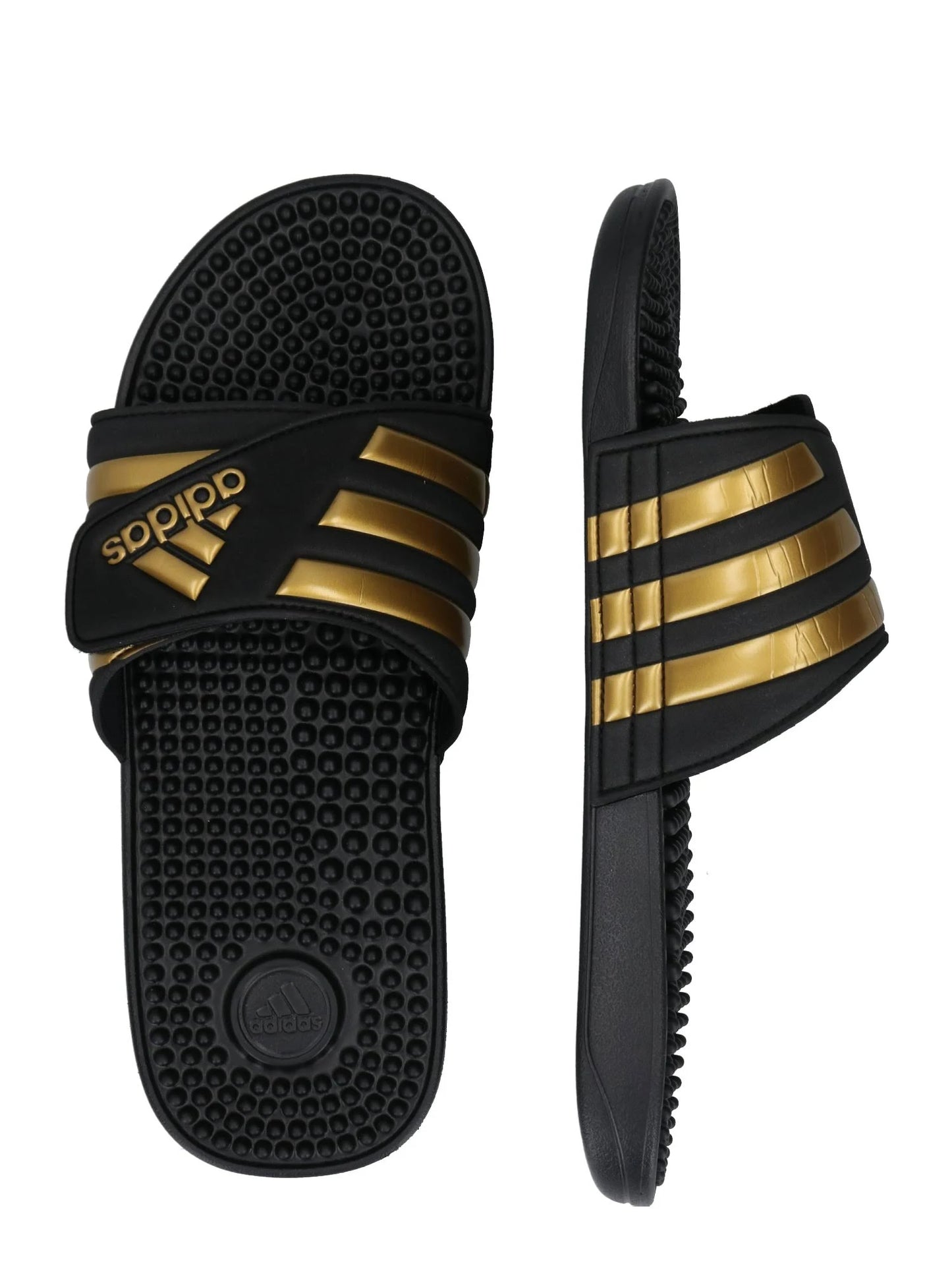 Adidas Adissage Slides - Black & Gold