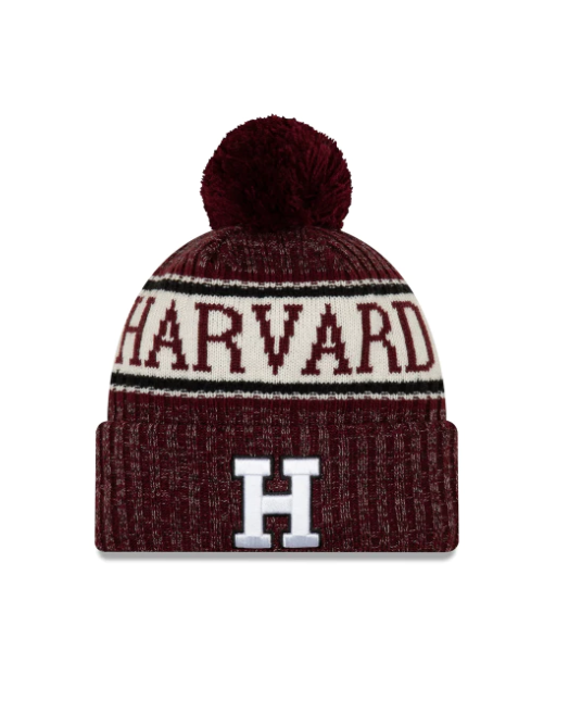 New Era Authentic NCAA Collage Team Harvard Crimson  Cuffed Pomp Men's Knit Hat