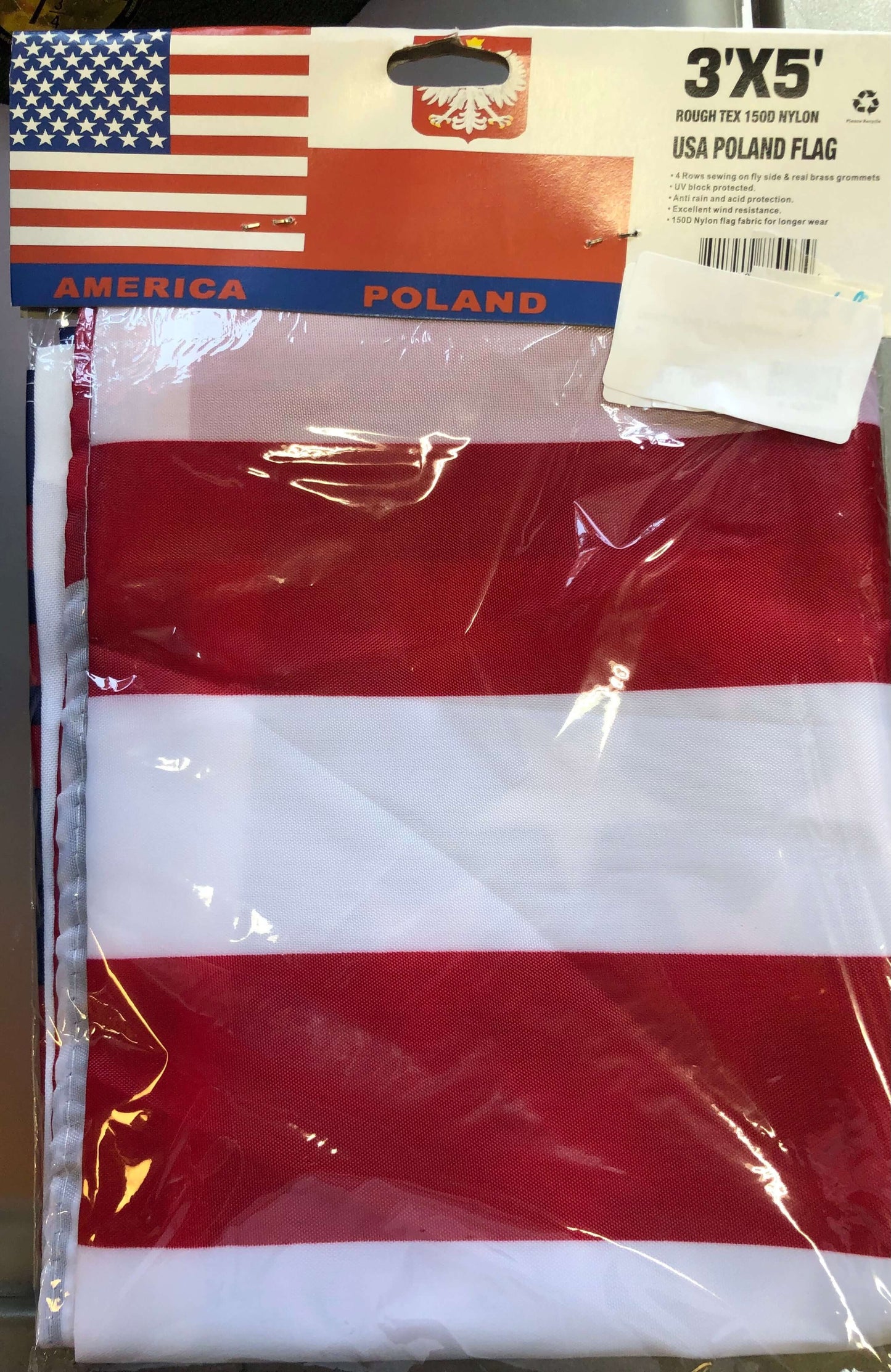 USA American Poland 3x5ft Nylon 150D Flag POLSKA/POLISH
