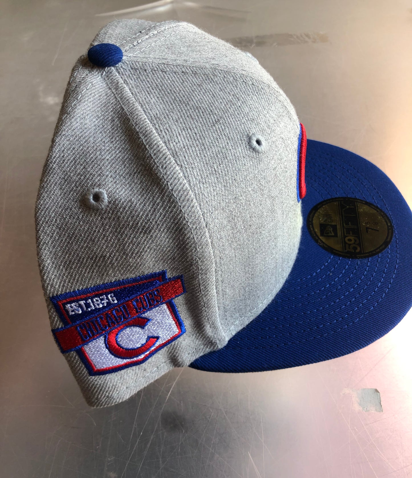 Chicago Cubs New Era  Heather patch 59FIFTY Fitted Hat Grey