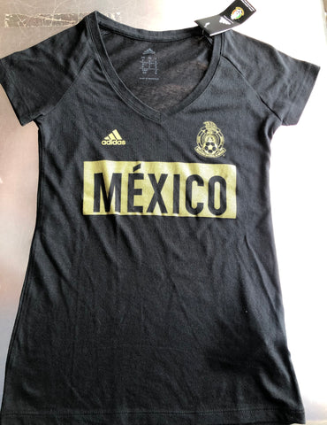 Mexico Adidas Women's Black V-Neck