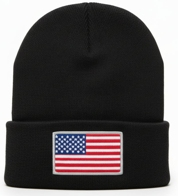 USA Flag Black Beanie