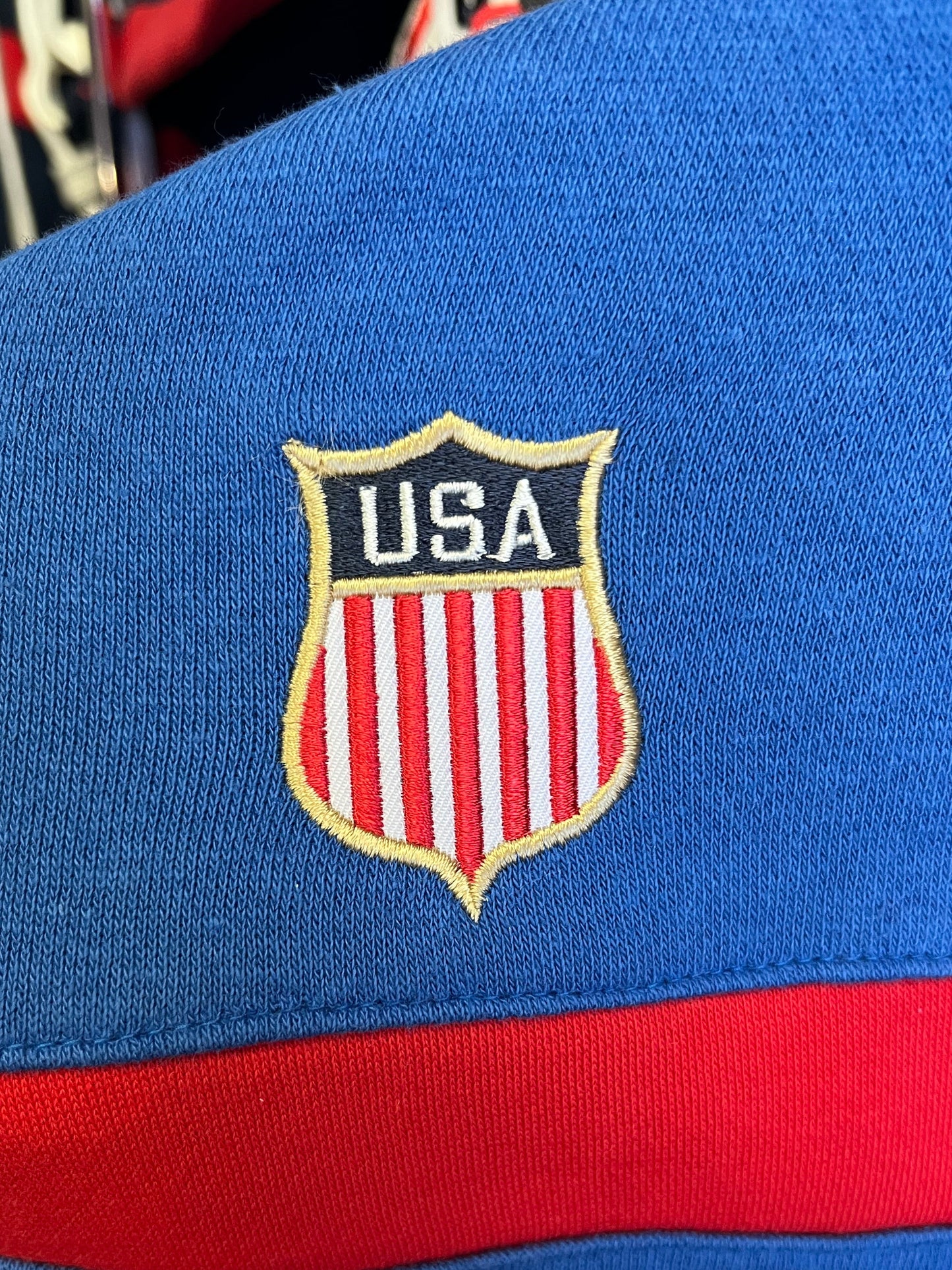 USA Hockey Shield Logo Official Embroidered Blue Lacer Hoodie