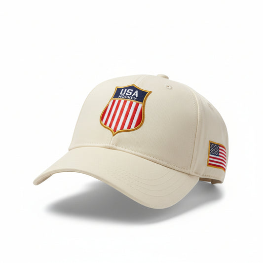 USA Hockey Shield Official Licensed Vintage Cream Cap
