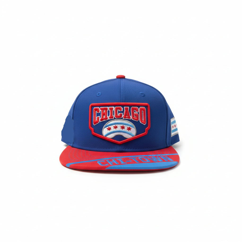 Chicago "Chi-Town" Red and Blue Flat Brim Hat