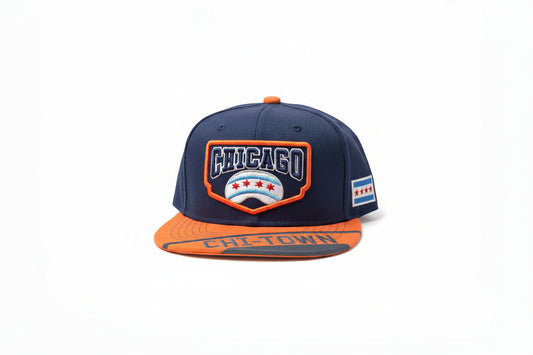 Chicago "Chi-Town" Orange and Navy Flat Brim Hat
