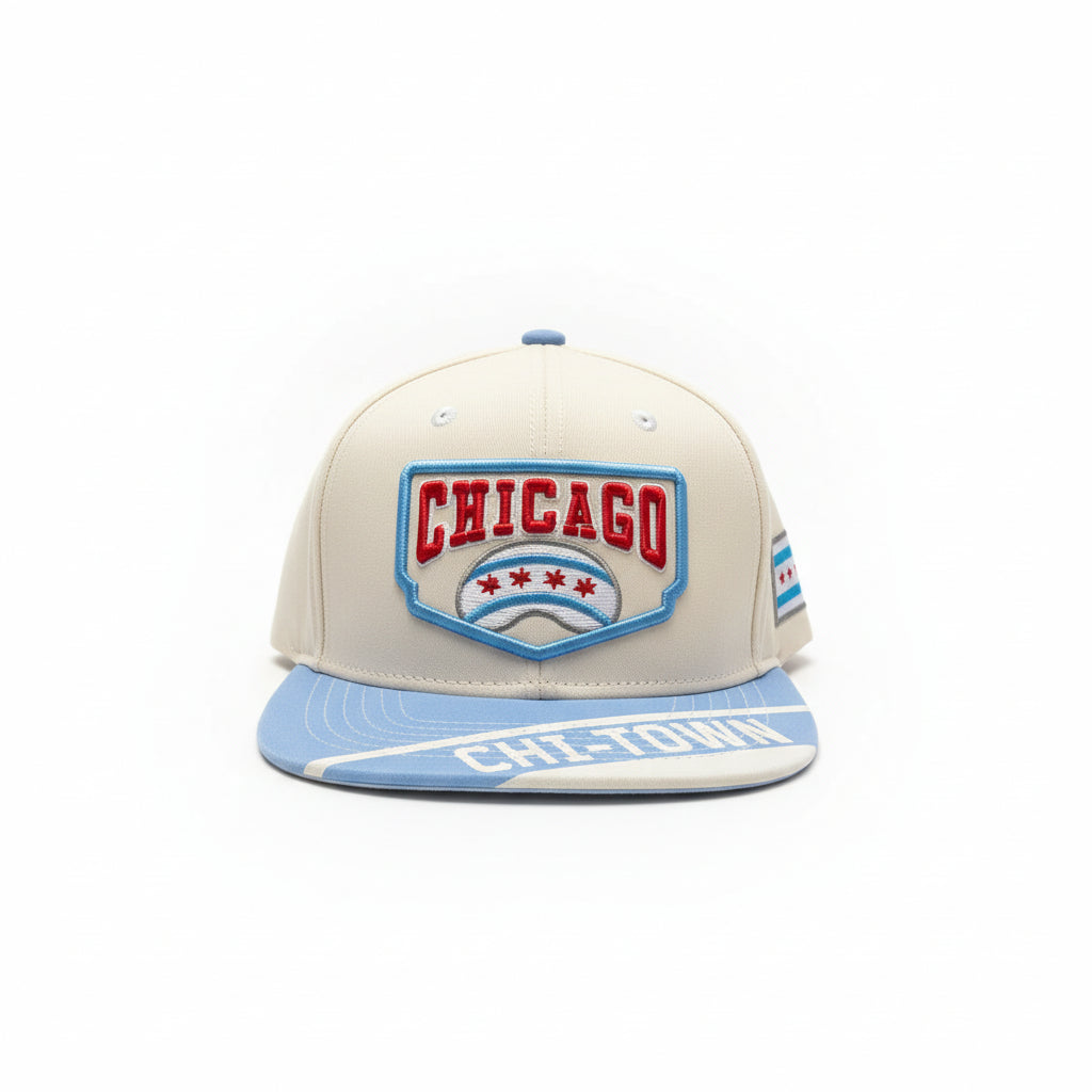 Chicago "Chi-Town" Light Blue and White Flat Brim Hat