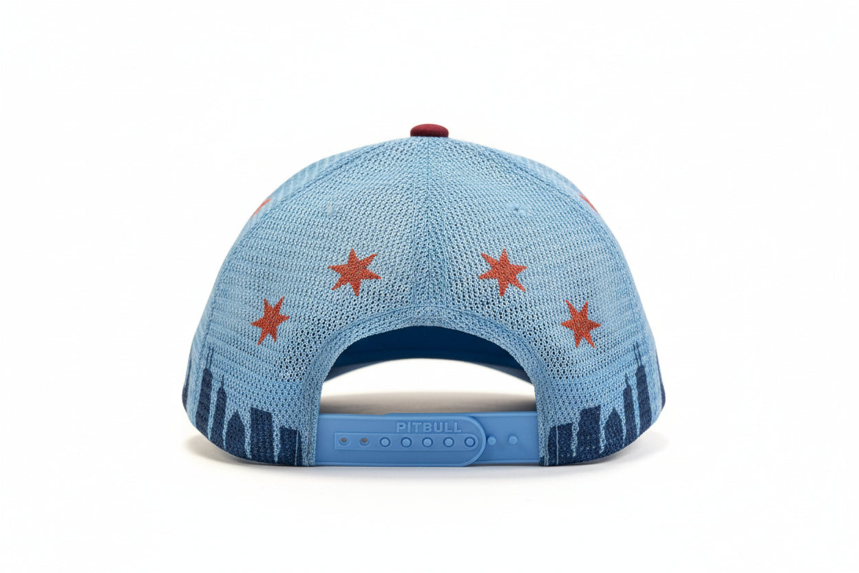 Chicago Skyline Maroon Roped Trucker Hat