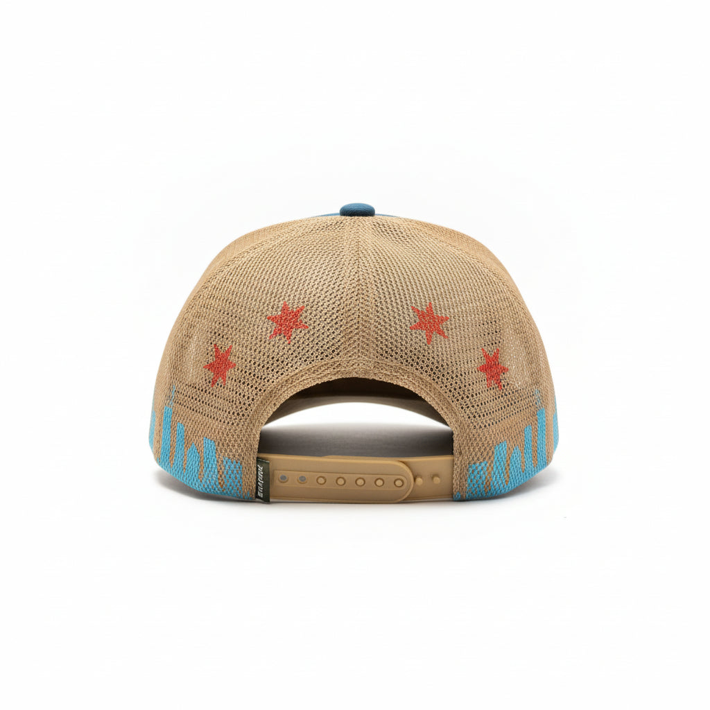 Chicago Skyline Blue Roped Meshback Trucker Hat