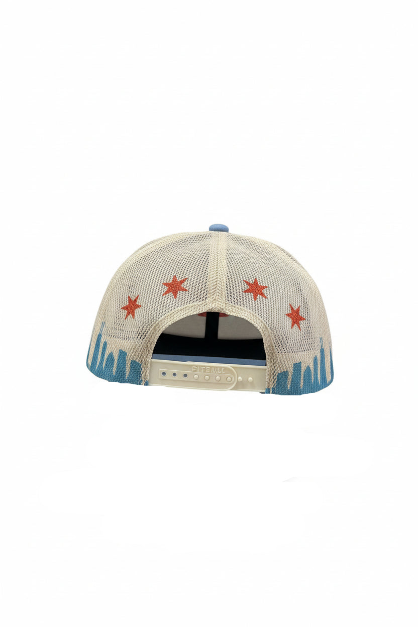 Chicago Skyline Light Blue Roped Meshback Trucker Hat