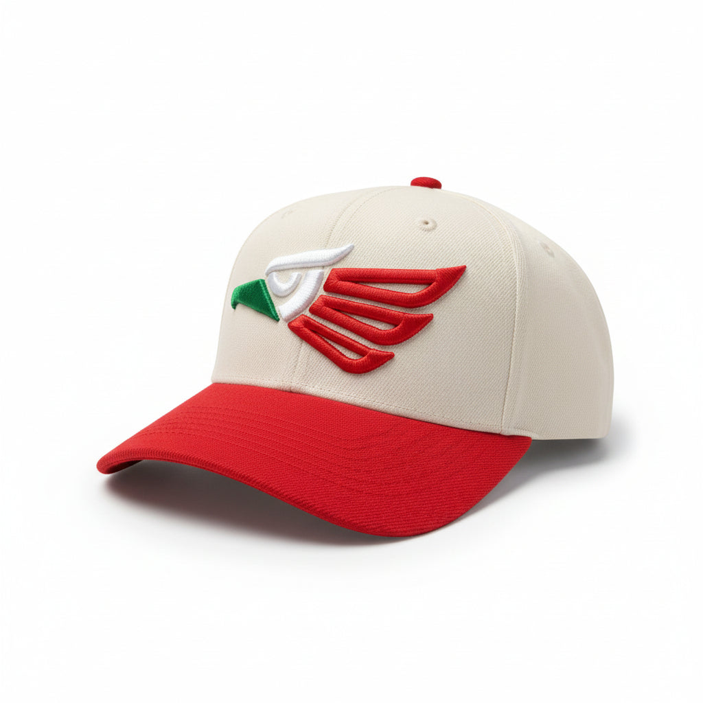 Mexican Eagle Embroiderred Hat - Red Brim