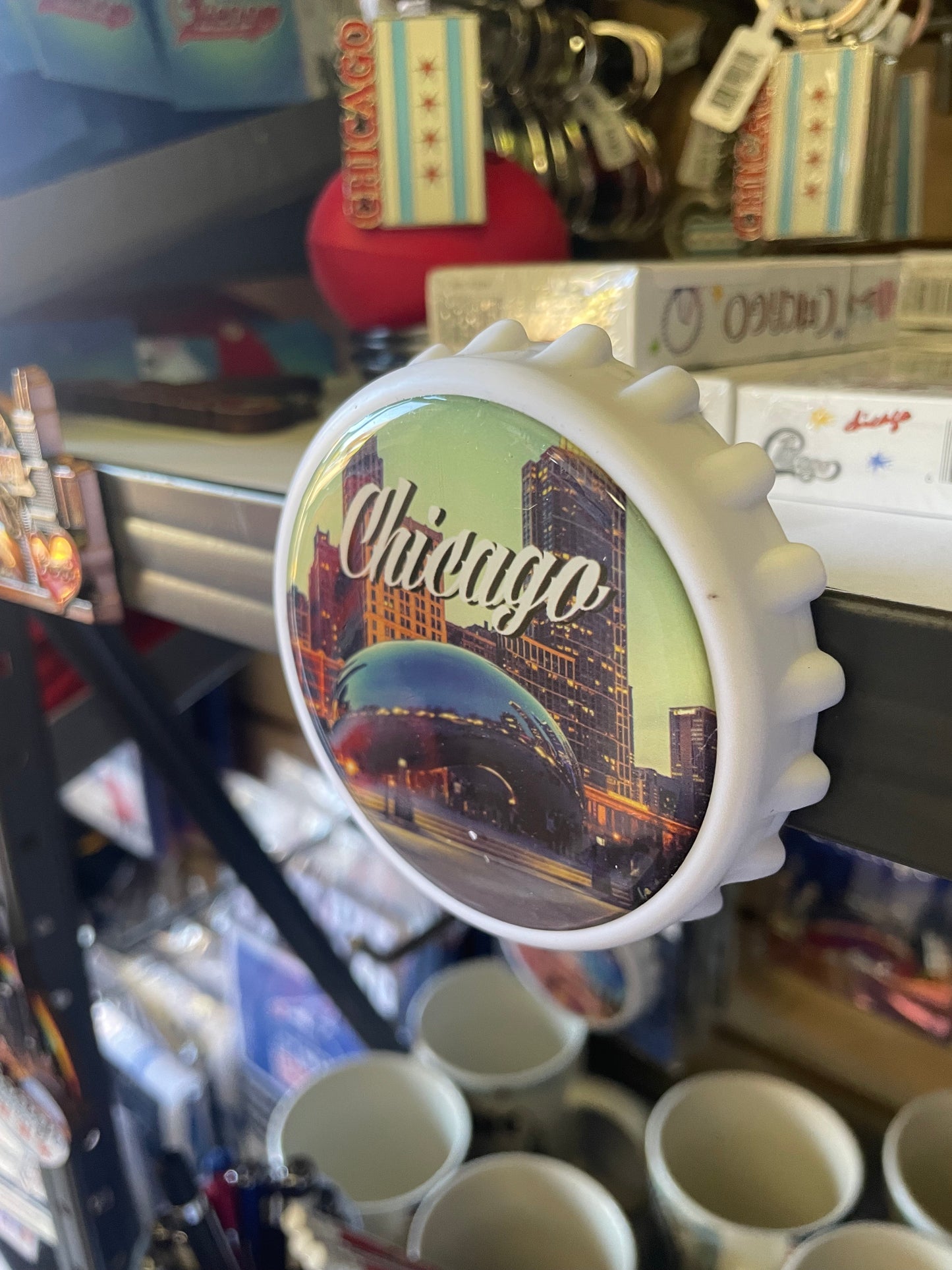 Chicago Bottle Cap Magnet Souvenir - Bottle Opener